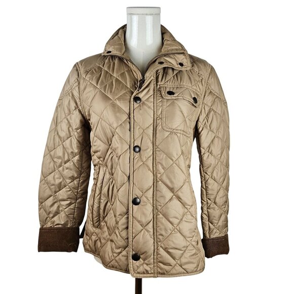 Ralph Lauren Jackets & Blazers - Ralph Lauren Quilted Barn Jacket Medium Leather Trim Tan Utility Trucker Coat